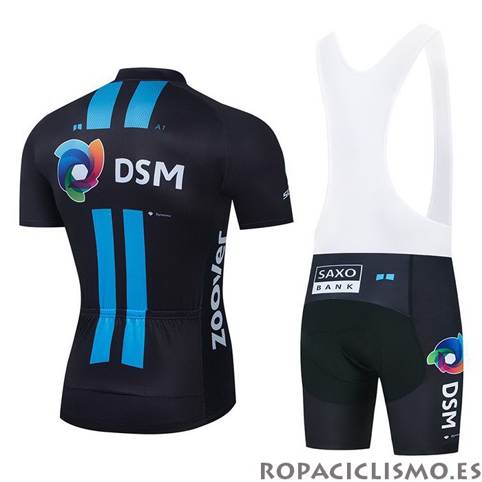 2021 Maillot DSM Tirantes Mangas Cortas Azul Negro